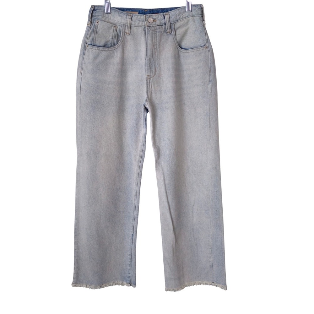 Anthropologie Pilcro Light‎ Wash Blue Wide Leg Jeans 27 x 28 P Raw Frayed Hem